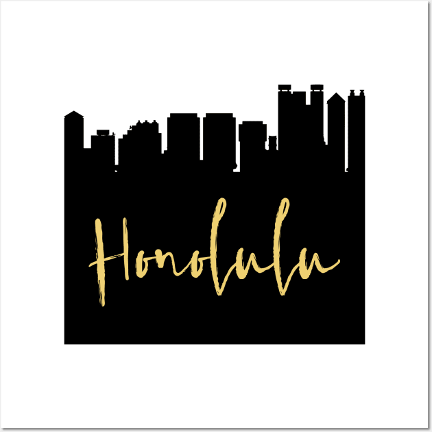 HONOLULU HAWAII DESIGNER SILHOUETTE SKYLINE ART Wall Art by deificusArt